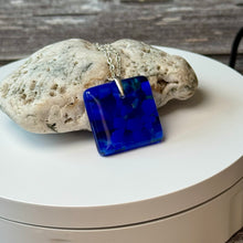 Blue Square Necklace / Sunshine Fused Glass Jewellery