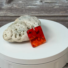 Red and Orange Square Necklace / Vibrant Fused Glass Jewellery