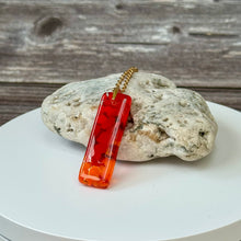Red and Orange Long Pendant Necklace / Vibrant Fused Glass Jewellery