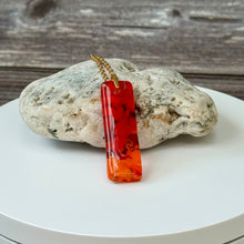 Red and Orange Long Pendant Necklace / Vibrant Fused Glass Jewellery