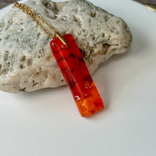 Red and Orange Long Pendant Necklace / Vibrant Fused Glass Jewellery