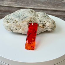 Red and Orange Long Pendant Necklace / Vibrant Fused Glass Jewellery