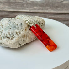 Red and Orange Long Pendant Necklace / Vibrant Fused Glass Jewellery