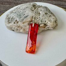 Red and Orange Long Pendant Necklace / Vibrant Fused Glass Jewellery