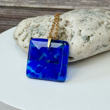Blue Square Necklace / Sunshine Fused Glass Jewellery