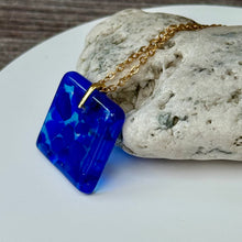 Blue Square Necklace / Sunshine Fused Glass Jewellery