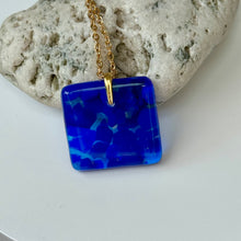 Blue Square Necklace / Sunshine Fused Glass Jewellery