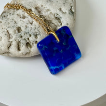 Blue Square Necklace / Sunshine Fused Glass Jewellery