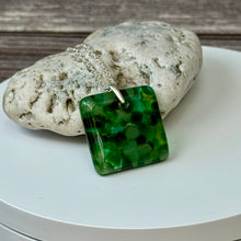 Green Square Necklace / Nature Fused Glass Jewellery