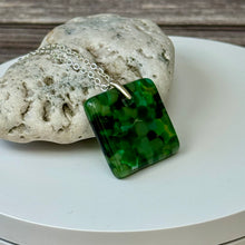 Green Square Necklace / Nature Fused Glass Jewellery