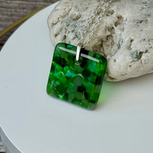 Green Square Necklace / Nature Fused Glass Jewellery
