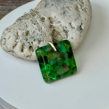 Green Square Necklace / Nature Fused Glass Jewellery