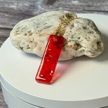 Red Long Pendant Necklace / Summer Fused Glass Jewellery