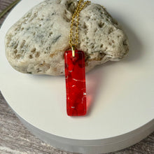 Red Long Pendant Necklace / Summer Fused Glass Jewellery