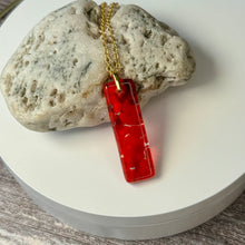 Red Long Pendant Necklace / Summer Fused Glass Jewellery