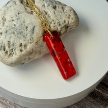 Red Long Pendant Necklace / Summer Fused Glass Jewellery