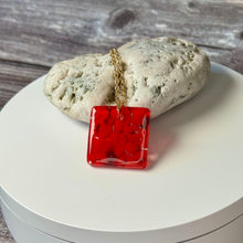 Red Long Pendant Necklace / Summer Fused Glass Jewellery