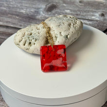 Red Long Pendant Necklace / Summer Fused Glass Jewellery