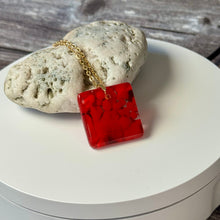 Red Square Necklace / Sunshine Fused Glass Jewellery