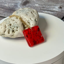 Red Square Necklace / Sunshine Fused Glass Jewellery