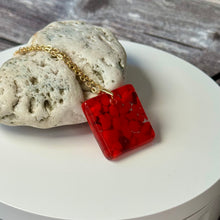 Red Long Pendant Necklace / Summer Fused Glass Jewellery