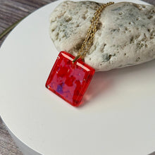 Red Square Necklace / Sunshine Fused Glass Jewellery