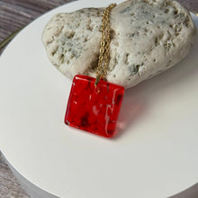 Red Long Pendant Necklace / Summer Fused Glass Jewellery