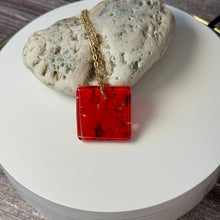 Red Square Necklace / Sunshine Fused Glass Jewellery