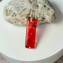 Red Long Pendant Necklace / Summer Fused Glass Jewellery