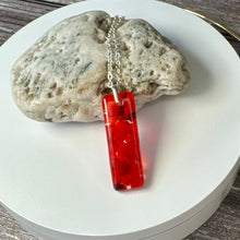 Red Long Pendant Necklace / Summer Fused Glass Jewellery
