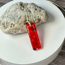 Red Long Pendant Necklace / Summer Fused Glass Jewellery