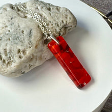 Red Long Pendant Necklace / Summer Fused Glass Jewellery