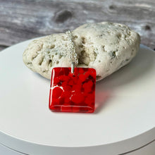 Red Long Pendant Necklace / Summer Fused Glass Jewellery