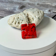 Red Long Pendant Necklace / Summer Fused Glass Jewellery