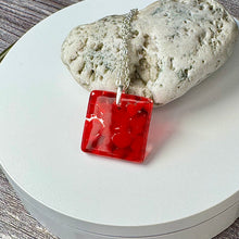 Red Long Pendant Necklace / Summer Fused Glass Jewellery