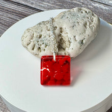 Red Long Pendant Necklace / Summer Fused Glass Jewellery