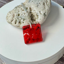 Red Square Necklace / Sunshine Fused Glass Jewellery