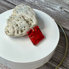 Red Square Necklace / Sunshine Fused Glass Jewellery