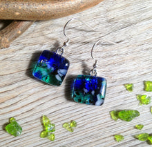 Nature Lover Blue and Green Glass Sterling Silver Earrings