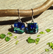 Nature Lover Blue and Green Glass Sterling Silver Earrings