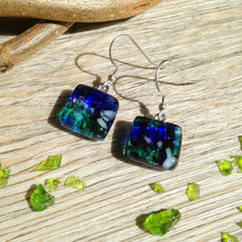 Nature Lover Blue and Green Glass Sterling Silver Earrings