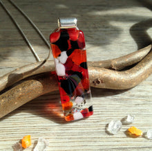 Long Pendant Orange and Black Silver Necklace