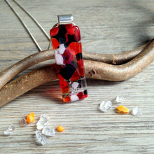Long Pendant Orange and Black Silver Necklace
