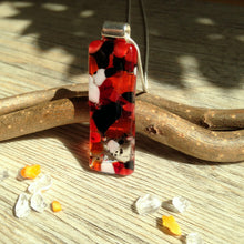 Long Pendant Orange and Black Silver Necklace