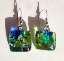 Nature Lover Blue and Green Glass Sterling Silver Earrings