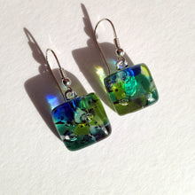 Nature Lover Blue and Green Glass Sterling Silver Earrings