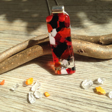 Long Pendant Orange and Black Silver Necklace