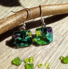 Nature Lover Blue and Green Glass Sterling Silver Earrings