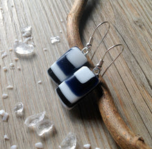 Retro Geometric Fused Glass Sterling Silver Earrings