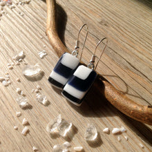 Retro Geometric Fused Glass Sterling Silver Earrings